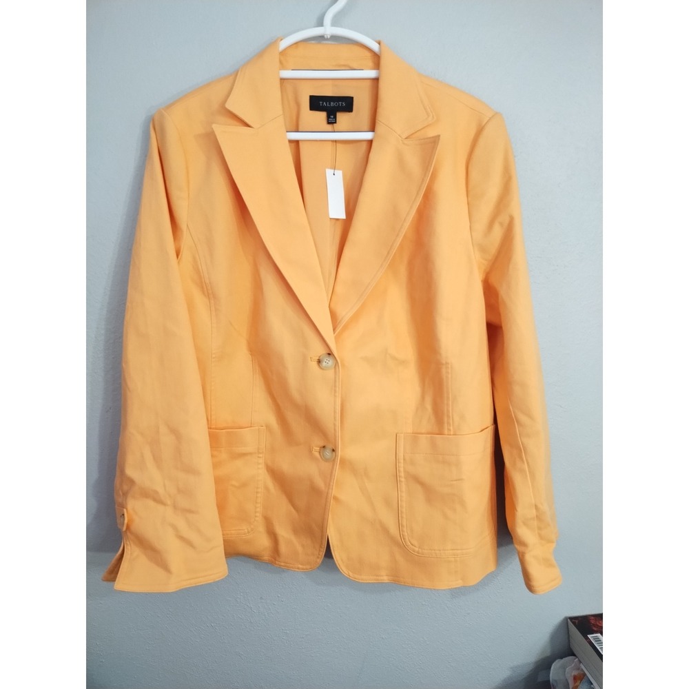 Talbots Cotton Blend Career Business Casual Resortwear Two Button Blazer Size 18 - Picture 3 of 10